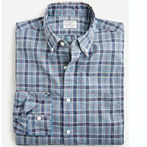 NWT J. Crew | Blue Slim Untucked Poplin Button Down Plaid Long Sleeve Shirt, S